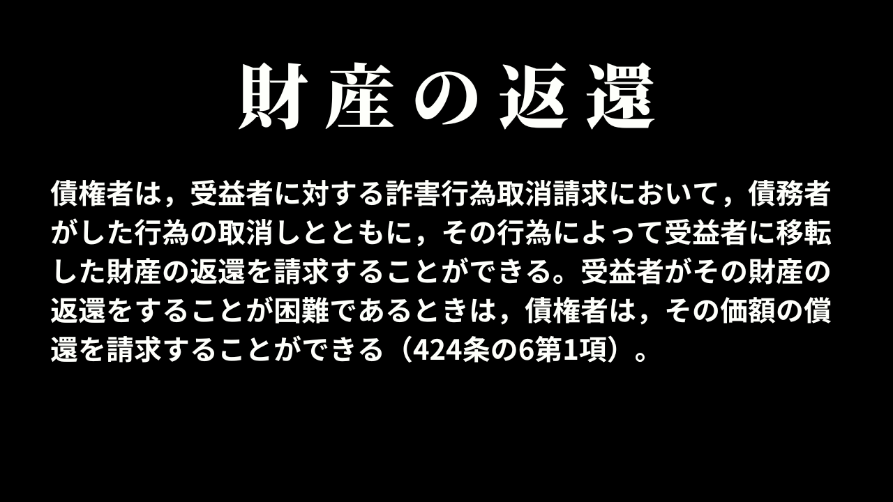 財産の返還または価額の償還の請求
