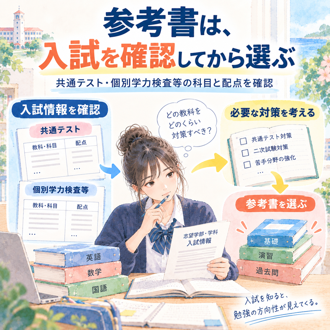 共通テストと二次試験の情報を、参考書選びにどう使うか
