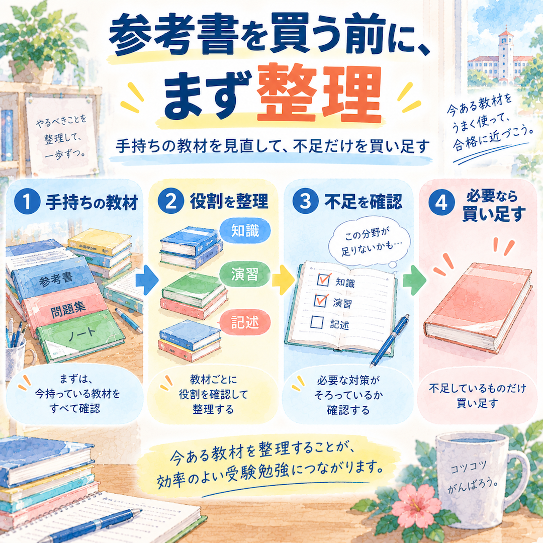 手持ちの参考書は「買い足す前」に一度整理する