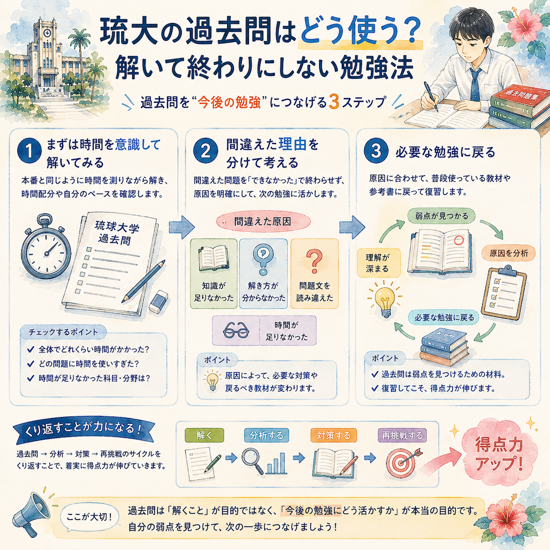 琉大の過去問はどう使う?解いて終わりにしない勉強法